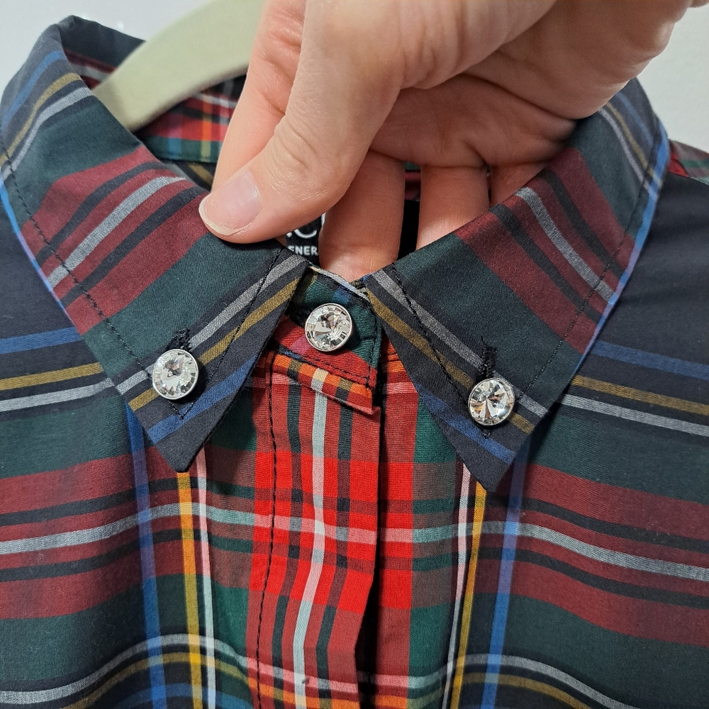 J.Crew Embellished Garcon Shirt Stewart Tartan Cotton Poplin 8 NWT - Picture 9 of 10